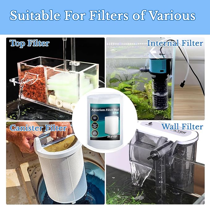 MAQIHAN Aquarium Filter Pad - Aquarium Filter Media,39.4 x 11.8in Media Roll for Fish Tank, Ponds,Garden, Saltwater,Fershwater,Plant, Trutle (1)