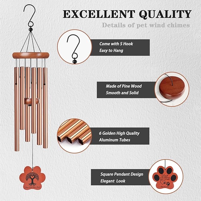 Dog Memorial Gifts for Loss of Dog, 28" Pet Memorial Wind Chime, Pet Loss Passing Away Remembrance Bereavement Gift