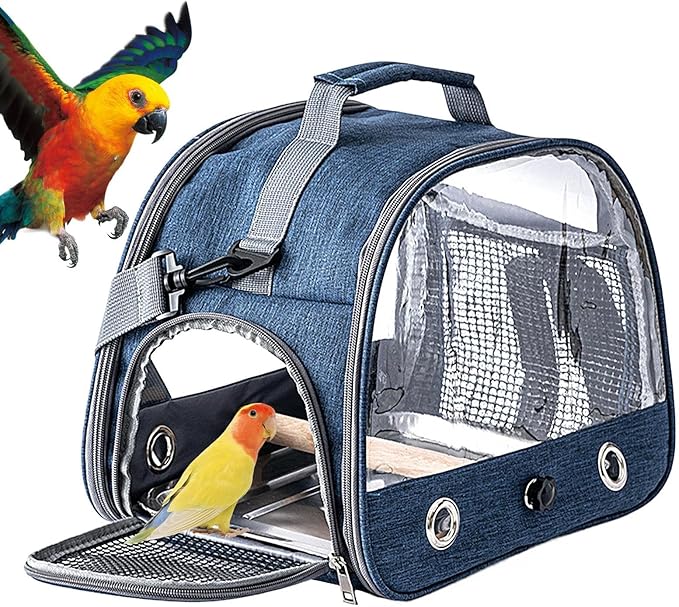 Portable Bird Travel Cage - Parrot Backpack with Strap, Compact Small Birds Carrier | Lightweight Outdoor Cage for Conures Budgies Parakeets Gentoo Parrots Travel Use Transport Companion
