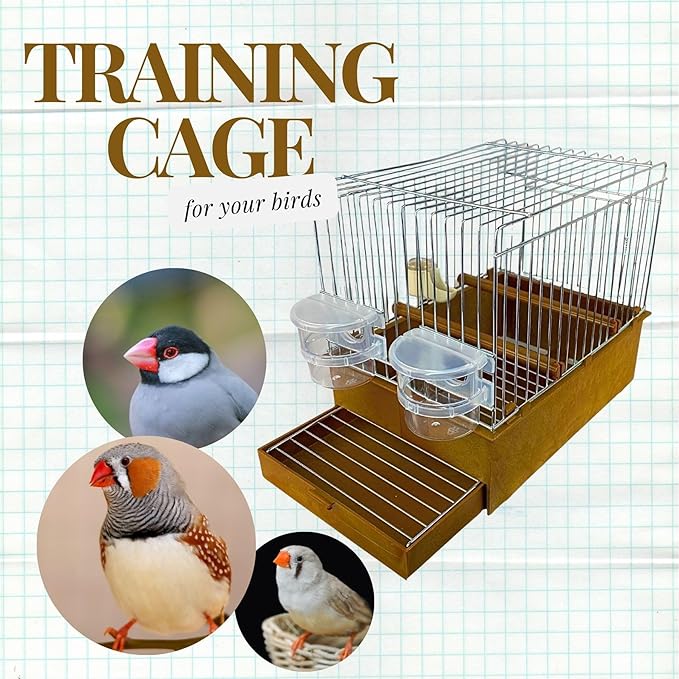 2GR Song Cage for Show Training, Lightweight Exhibition Bird Cage Ideal for Canaries, Finches, and Lovebirds, Travel Bird Cage with Two Feeders, One Drinker and Plastic Tray