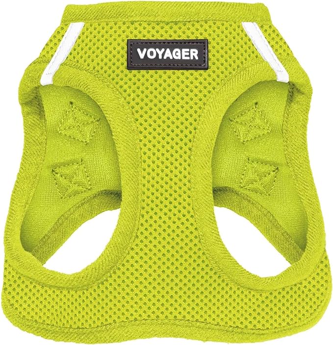 Best Pet Supplies Voyager Step-in Air Harness - All Weather Mesh, Reflective, No Pull Harness for Dogs, Cats - Secure with Hook & Loop Fastener, Buckle, Double D-Rings - Lime Green, XXXS