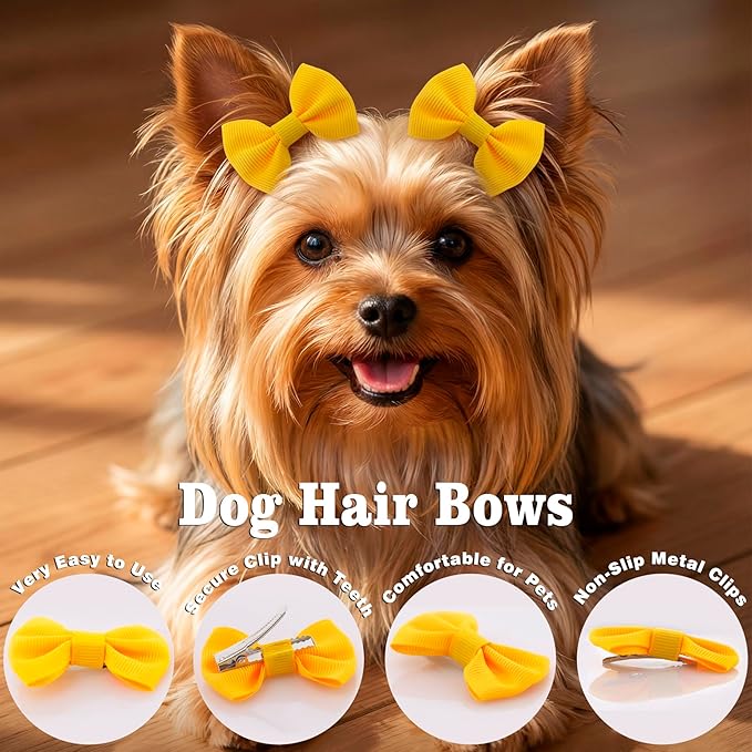 Hair Bows for Small Dog - 2 inch Pet Bowknots 60pcs (30 Pairs) - Puppy Dogs Grooming Hair Accessories - Dog Hair Clips for Yorkie, Maltese, Shih Tzu