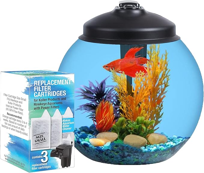 3-Gallon L26 Aquarium Starter Kit and 3-Pack Replacement Filter Cartridges Small