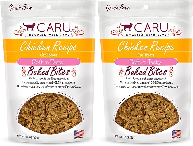 Caru - Soft ‘n Tasty Baked Bites - Chicken Bites Cat Treats - Flavorful All-Natural Treats - 3 oz. (Pack of 2)