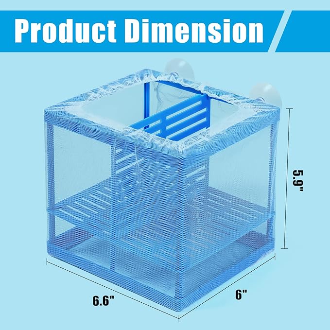 AQUANEAT Fish Tank Breeder Small Mesh Net Fry Saver Aquarium Spawn Hatchery Isolation with Suction Cups Hatchery Incubator for Shrimp Betta