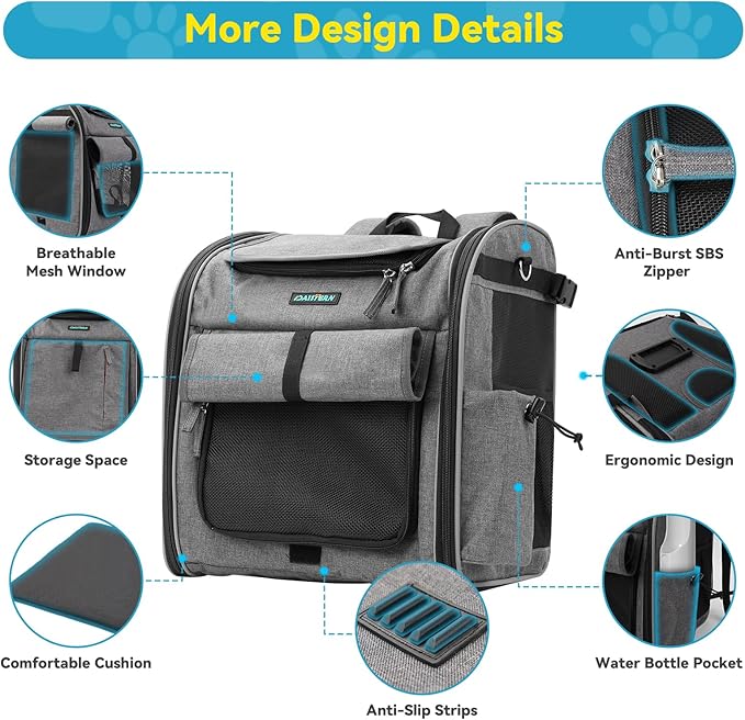 Dog Front Bike Basket 4-in-1 Pet Carrier Backpack & Car Seat, 22lbs Load, Stable L-Shaped Mount for E-Bikes (Display <3.15"), Reflective Waterproof Folding Bicycle Bag for Small Medium Dogs
