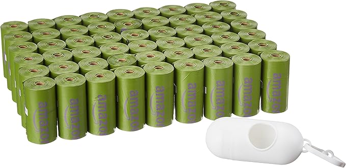 Amazon Basics Premium Leak Proof Dog Poop Bags with Dispenser and Leash Clip, Lavender Scented, 13" x 9", (Pack of 4860)