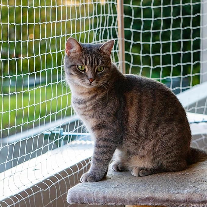 Cat Balcony Net Cat Netting Balcony Rail Net Cat PET Balcony Anti Fall Netting Cat Fence Nets Transparent Nylon Pet Mesh Fence Anti Fall Netting for Balcony Window Stairs (10 * 33ft, White)