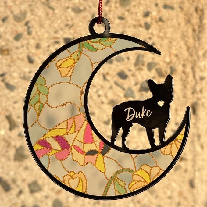 GIFTBYGIFTY Dog Memorial Suncatcher, Personalized w/Name and Dog Breeds, Pet Loss Suncatcher, Gifts for Dog Lovers, Dog Memorial Ornament Loss of Pet Sympathy Gift, in Loving Memory for Loss Dog