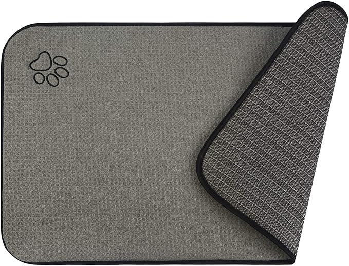 Sinland Microfiber Pet Bowl Mat Dish Drying Mat with Anti-Skid Backing 14.2Inch x 24Inch Grey