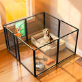 FXW Acrylic & Wire Mesh Indoor Dog Playpen, Heavy Duty 32 Inch 8 Panels Metal Dog Pen for Small and Medium Dogs, Black│Patented