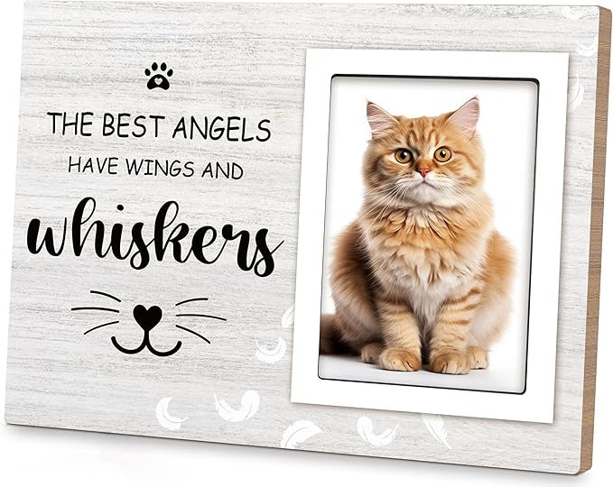 Cat Memorial Gifts for Loss of Cat, Pet Memorial Picture Frame 10x8 inch, Cat Loss Sympathy Gift for Women, Family, Lost of Cat Memorial Frame, for 4x6 inch Photo