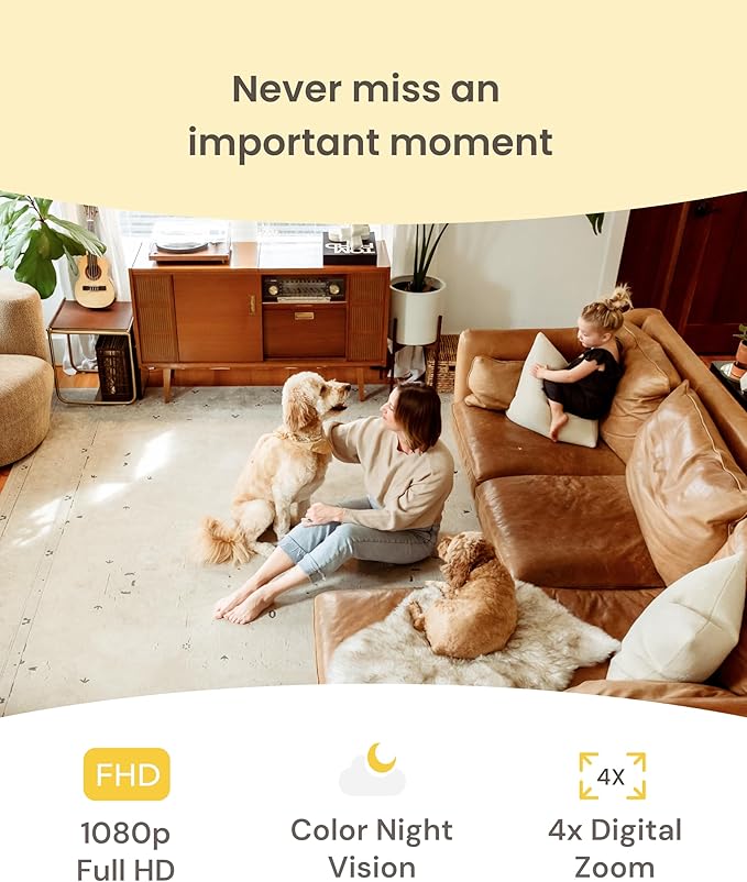 Furbo Mini Pet Camera + Power Adapter: Smart Cam w/Barking or Meowing Alerts, Cat or Dog Tracking w/Phone App, 2-Way Speaker. No Subscription Needed. Standard See, Talk & Toss Features