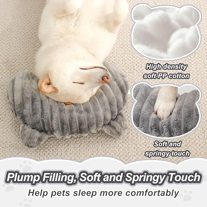 Jiupety Dog Calming Pillow, Soft and Neck-Friendly, Washable Pet Neck Pillows for Small Medium Large Dogs and Cats, 14" x 9", Gray