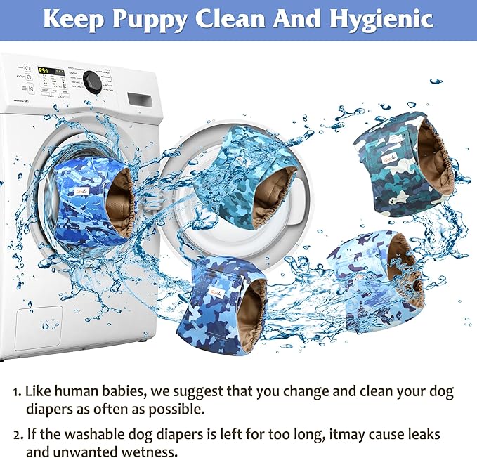 5 Pack Dog Diapers Male Reusable, Premium Belly Bands for Dogs, High Absorbing Male Dog Pee Wraps for Doggie in Incontinence or Excitable Urination Camouflage Pattern XL