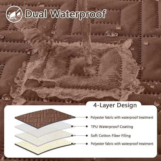 hyha Waterproof Dog Blanket, Soft Dog Bed Cover Pet Blankets, Waterproof Sofa Couch Cover for Dogs Washable, Reversible Pet Couch Covers for Sofa Furniture (30x53 Inch, Brown/Beige)
