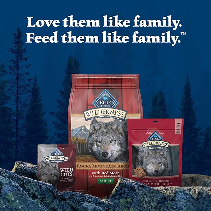 Blue Buffalo Wilderness Trail Toppers Wild Cuts Natural High-Protein Dog Wet Food, Salmon Bites in Hearty Gravy, 3-oz Pouch, 24 Count