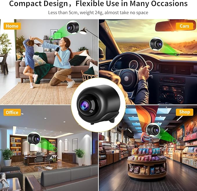 VSTARCAM Tiny WiFi Camera for Home Security 1Pcs, 3MP Portable HD Night Vision Motion Detection Remote Surveillance 120° Wide Angle Camera, Baby Monitor Small Motion Activated Use with Wire
