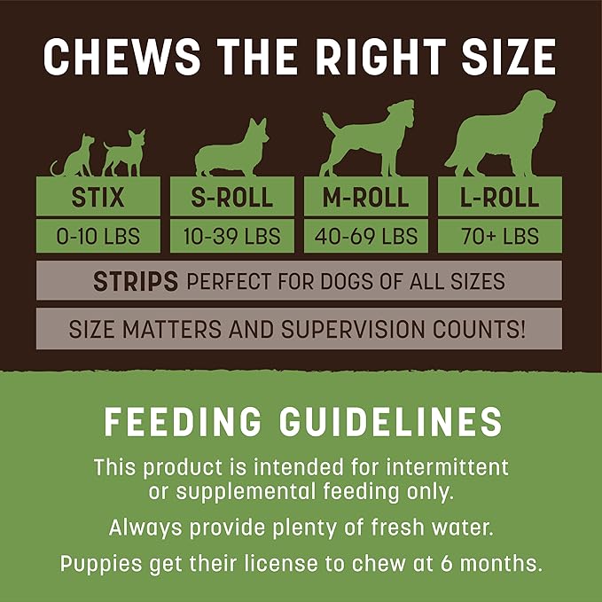 Earth Animal No Hide Chews - Long Lasting Rawhide Free Medium Dog Chews Rolls, Pork - 3 Count Value Pack