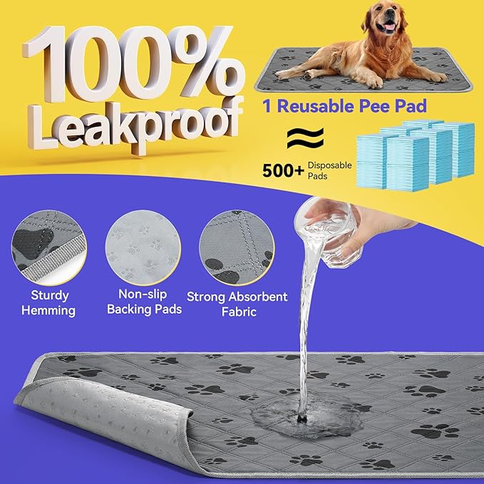 Pawaboo Stainless Steel Dog Grass Pad with Tray, 28'' x 20'' Dog Litter Box with 2pcs Reusable Artificial Grass Mats, Dogs Grasses Potty Tray with Washable Dogs Pee Pad for Balcony Indoor Outdoor Use