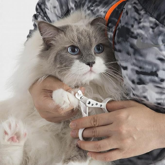 NecoIchi - Purrcision Feline Nail Clippers | Ultra-Sharp Cat Nail Clipper for Safe & Precise Trimming | Stainless Steel Blades, Cat Nail Trimmer, Ideal for Indoor Cats (White)