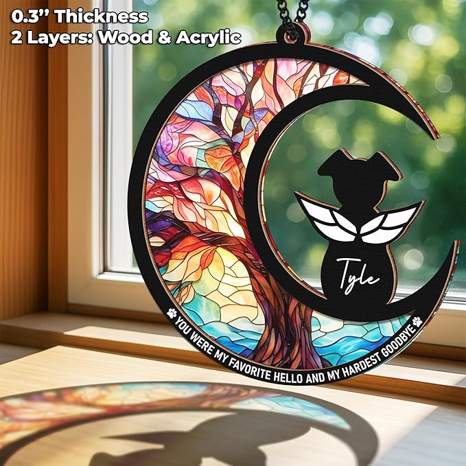 6" DIY Dog Memorial Suncatcher – 4-in-1 Pet Memorial Gifts for Dogs, Loss of Dogs Sympathy Gift | Rainbow Bridge Dog Remembrance Set with Ornament, Keychain & Sympathy Card PS190