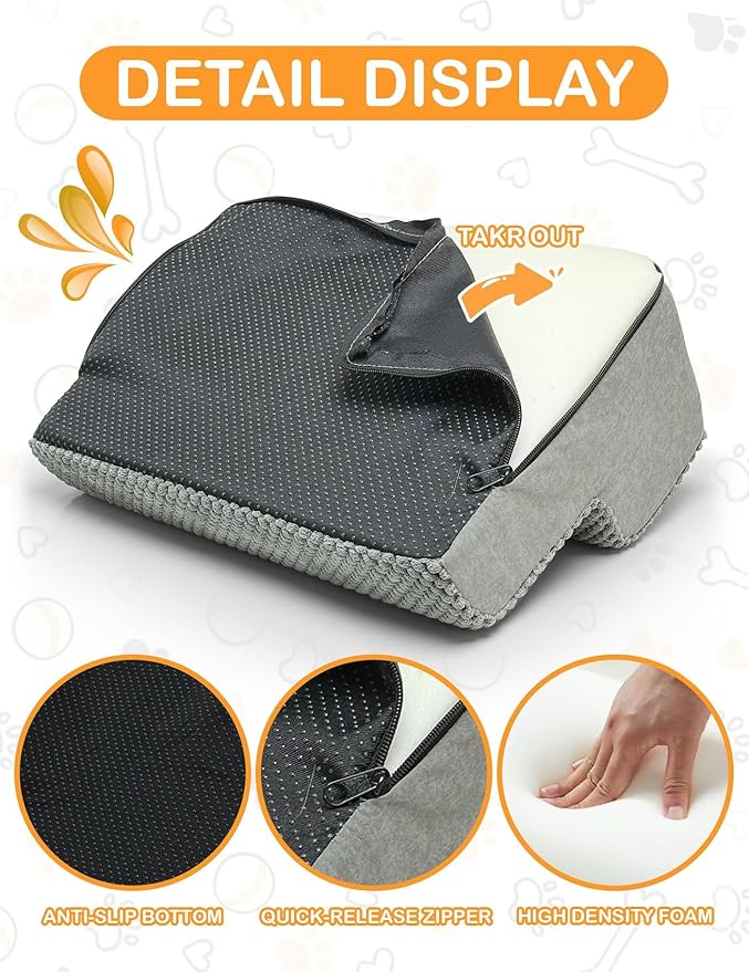 Dog Ramp for Stair, High Density Foam Dog Ramp for Stair, Non-Slip Pet Steps with Low Angled for Dog Paws for Any Staircase Pet Ramp for Small Dogs Senior Pets Injured Dogs (Gray, 4 Pack)