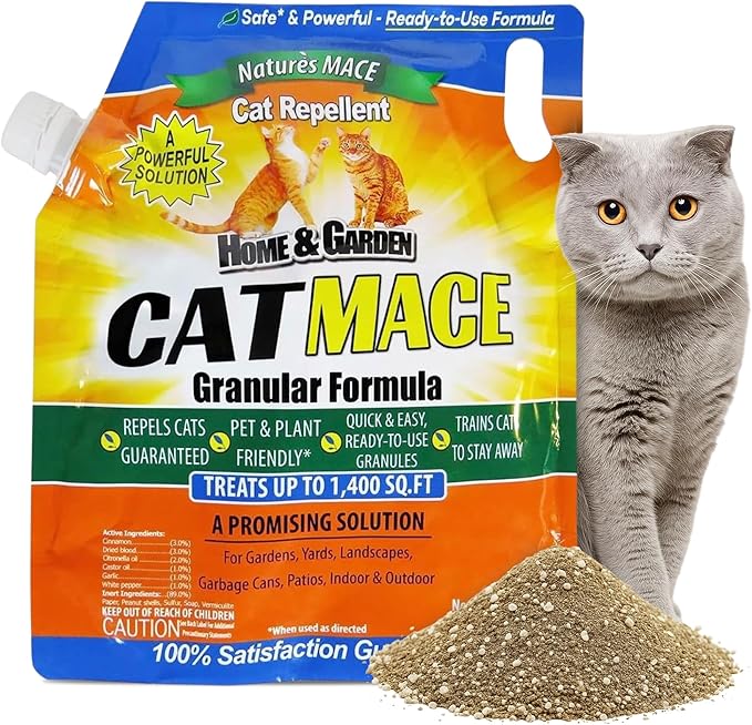 Nature's Mace Cat Repellent - 40 oz Ready-to-Use Deterrent Spray & 2.5 lb Granular Formula - Keeps Cats Away from Yards, Gardens, Plants, Homes - Indoor & Outdoor Spaces - Scratching, Marking, Digging