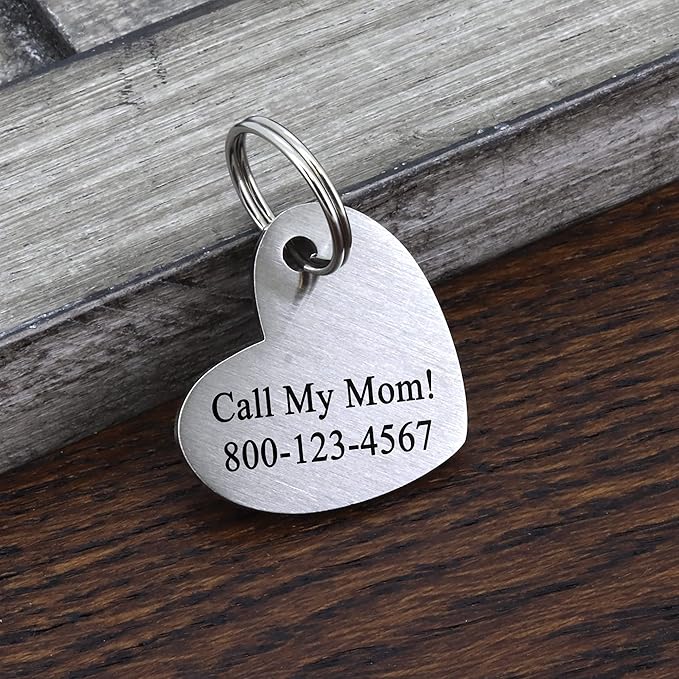 Ultra Joys Cat ID Tag Personalized Pet Tags, Durable Stainless Steel Small Pet Mini Dog Cat Tag Lightweight -Heart Tag in Gold