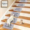 Dog Ramp for Stairs with Anti-Slip Bump for Small & Senior Dogs and Cats – Stair Wedges for Dogs with Gentle Slope, Pet Ramp with Washable Cover & Self-Sticky Pads for Safe Climbing (Gray, 6 Pack)