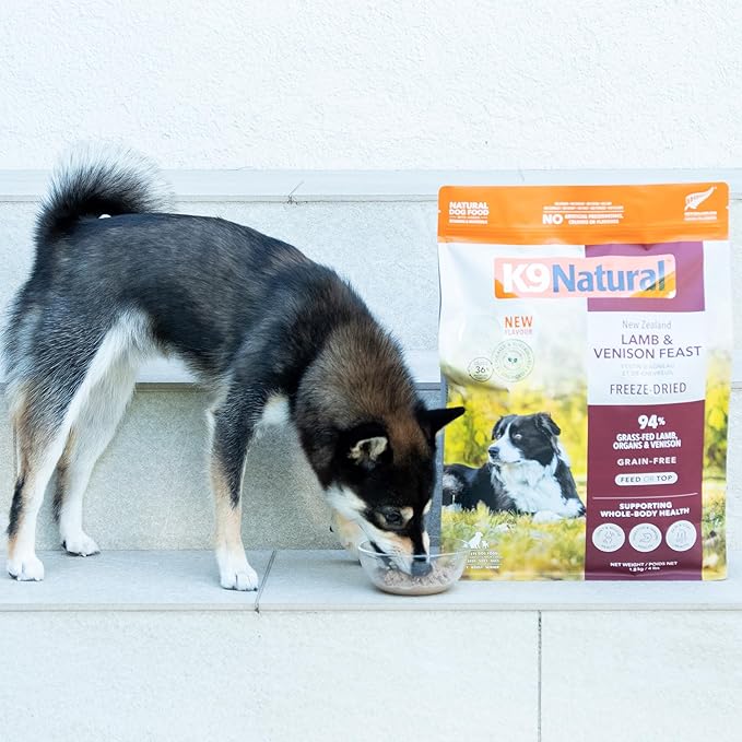 K9 Natural Lamb and Venison Freeze Dried Dog Food, High-Meat and Natural Complete Meal or Meal Toppers for Dogs, Grass-Fed Lamb and Venison from New Zealand, Grain-Free, GMO-Free, 4lb