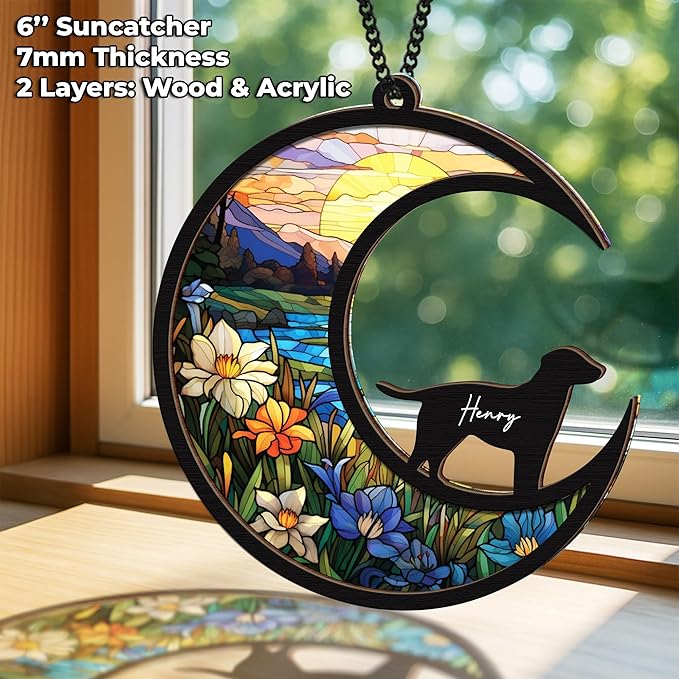 6'' DIY Labrador Memorial Suncatcher, Loss of Dog Sympathy Gift, Bereavement Gifts Dogs Passed Away, Labrador Remembrance Gift for Dog Lovers, Black Lab Memorial Gifts for Women 74-SS1