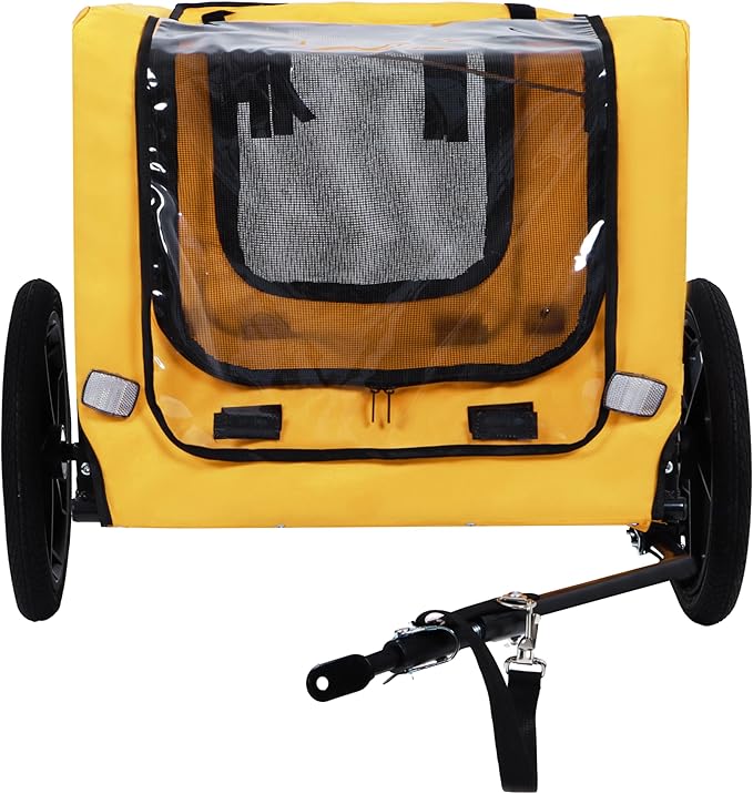 Heavy Duty Dog Bike Trailer with 16" All-Terrain Wheels & Universal Hitch, Foldable Pet/Cargo Carrier for Bicycles, Camping, Hiking