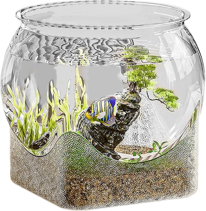 Fish Bowl Vase – Glass Aquarium, Betta Fish Tank, Desktop Bowl | Multifunctional vase for Flowers and Aquatic Pets Like bettas and Turtles | Decorative Centerpiece for Home, Office, Bedroom,
