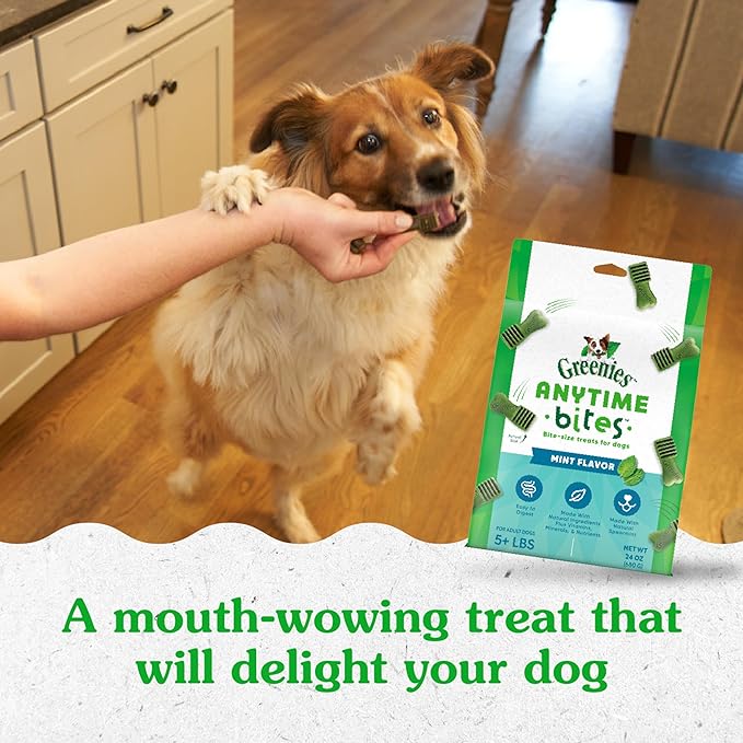 Greenies Anytime Bites Dog Treats, Mint Flavor, Dog Training Treats, 24 oz. Bag