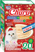 INABA Churu Cat Treats, Lickable, Squeezable Creamy Purée Cat Treat with Vitamin E, 0.5oz Each Tube, 22 Tubes, Holiday Variety Pack