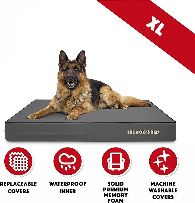 The Dog’s Bed Orthopedic Memory Foam Dog Bed Mattress, Oxford Fabric, Grey with Black Trim, XL, 6-Inch