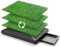 25" x 20" Dog Grass Pad with Tray, 3PCS Washable Artificial Grass Pee Pads for Indoor Dog Potty, Portable Reusable Pet Toilet for Small/Medium Dogs, 3-Layer System