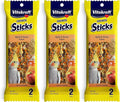 Vitakraft 3 Pack of Apple & Honey Crunch Sticks for Cockatiels, 2 Sticks Each