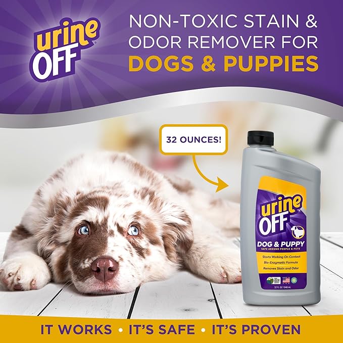 urineOFF Puppy & Dog Pet Stain Remover | Freshly Scented Carpet Cleaner | Bio Enzymatic Stain & Urine Odor Eliminator | Pet Safe Cleaner | 32 oz.