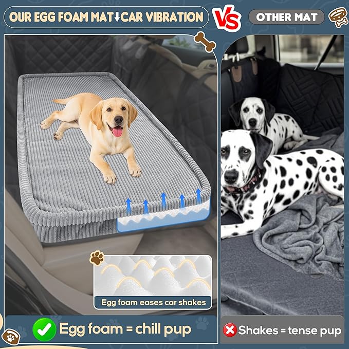 Dog Car Bed, Non-Slip Backseat Extender Pet Mat, Removable Washable Dog Bed for SUVs, Sedans & Trucks, Anti-Slip Travel Bed for Dogs, Easy Clean & Scratch-Proof & Comfort (No Backseat Extender)
