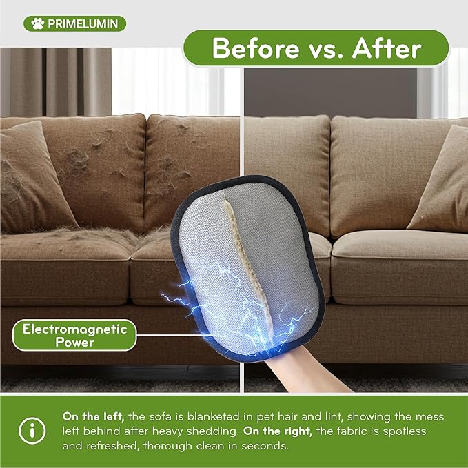 Pet Hair Remover Glove for Couch & Furniture, Upgraded 2026 Reusable Electrostatic Dog & Cat Fur Remover for Sofa, Upholstery, Carpet & Car Seats – Washable Pet Hair Cleaning Tool.