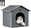 MIU Color Outdoor Cat House, Small Weatherproof Cat Houses for Outdoor Little Cats, Insulated Feral Cat Shelter with Removable Soft Mat, Easy to Assemble, 15" x 13" x 14.5"