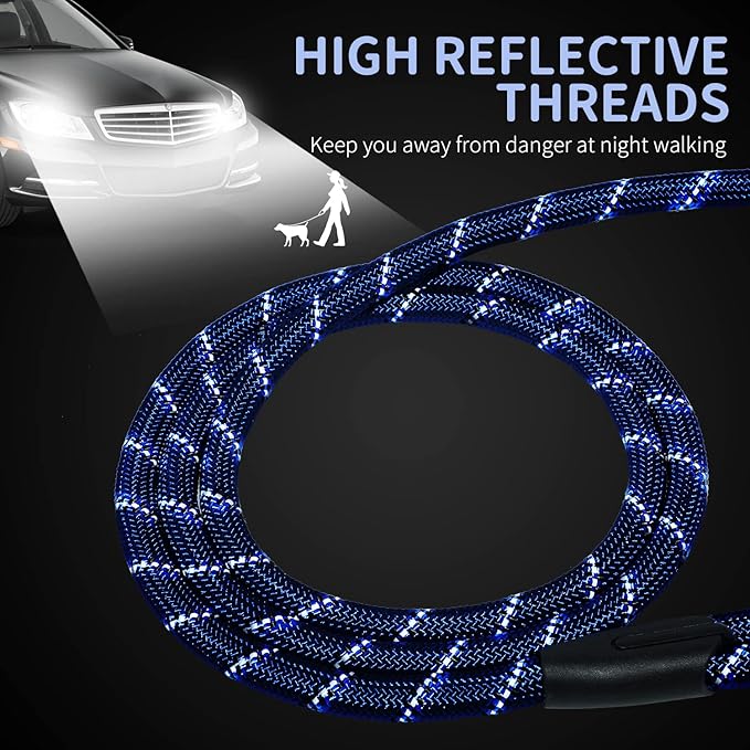 Long Dog Leash for Training 15Ft-Reflective Nylon Rope with Swivel Hook-Recall Agility Lead for Large Small Medium Dogs Outside Walking Hiking-Royal Blue Diam 1/2"