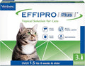 Virbac EFFIPRO Plus Topical Solution for Cats Over 1.5 lbs, 3 Month Supply, Non-Perishable