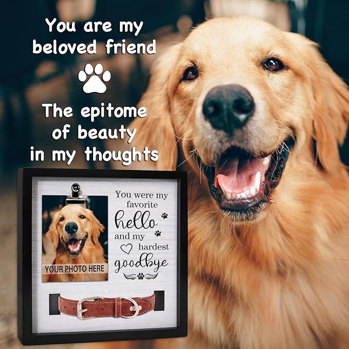 Dog Memorial Gifts for Loss of Dog, Loss of Dog Sympathy Gift Pet Loss Sympathy Frame Box with Collar Holder, Pet Cat Remembrance Bereavement Gift