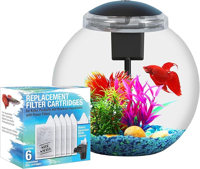 3-Gallon L32 Aquarium Starter Kit and XS 6-Pack Small Filter Cartridges