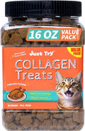 Just Try 16 OZ Collagen Cat Treats Healthy Cat Snacks Training Biscuits Skin Elasticity & Joint Health for Cats