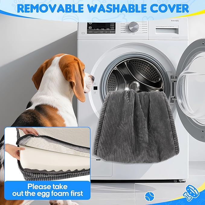 Loiion Thickened 4 in Orthopedic Dog Car Bed, Non-Slip Backseat Pet Mat, Removable Washable for SUVs/Sedans/Trucks, Plush Comfort for Large/Senior Dogs, Easy Clean (Dark Gray, 56" L×28.7" W×4" H)
