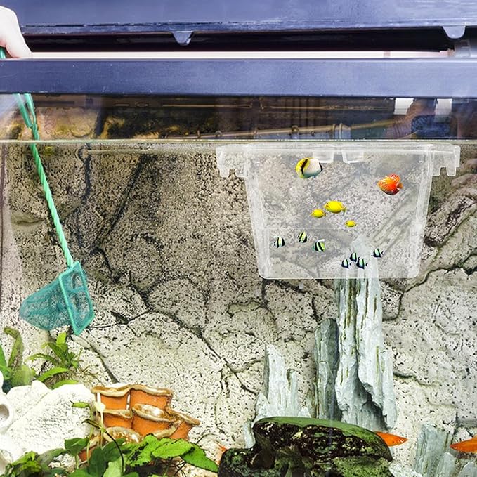 Veemoon Fish Incubator Box for Aquarium Breeding Tank with Aeration and Self-Flow Design, Nursery Hatchery Separator for Betta and Shrimp Habitat